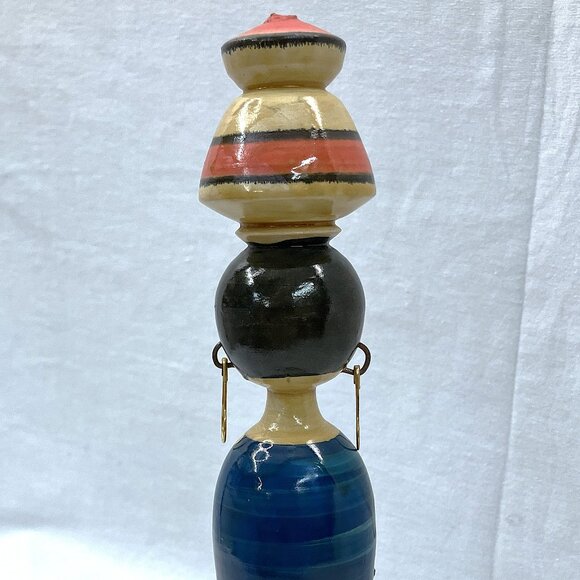 Vintage Egyptian Hand Painted Wooden Spindle Doll - Picture 5 of 6